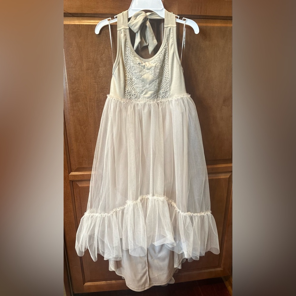 SOLD OUT ONLINE - Joyfolie Stone Color Lace and Tulle Dress. Girls Size 12. NWT.
